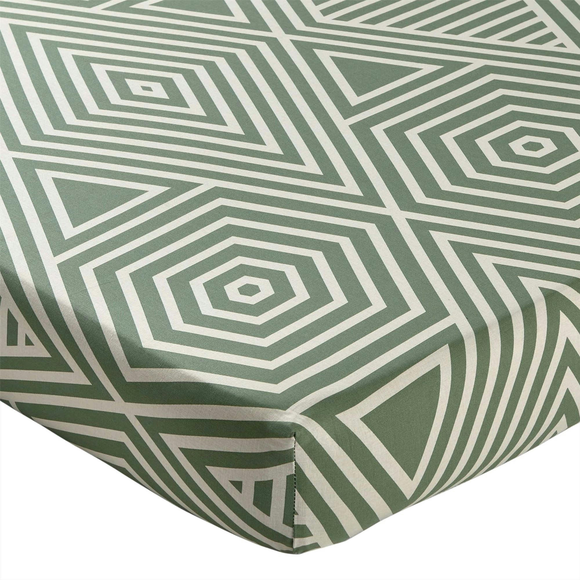 THEO - Drap-housse 140x190x28 vert lichen en coton