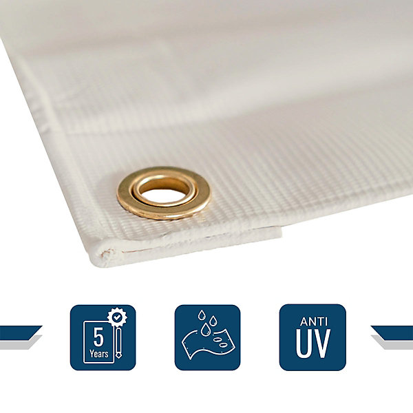 Bâche de Chantier 4x5 m Blanc Crème - Garantie 5 ans TECPLAST - LP506CH - Bâche de protection étanche en PVC pour Travaux