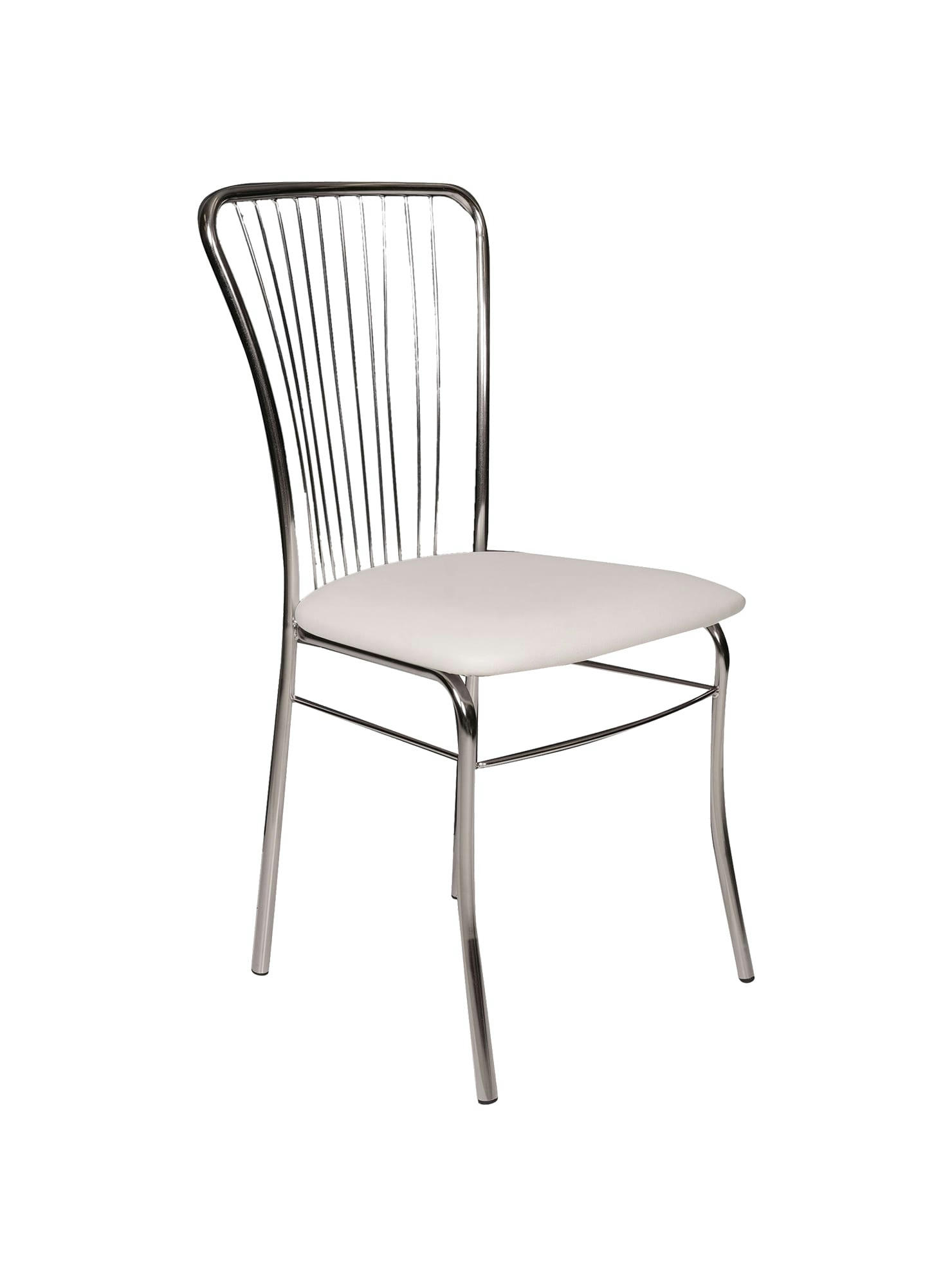 - Chaise classique avec assise en éco-cuir blanc