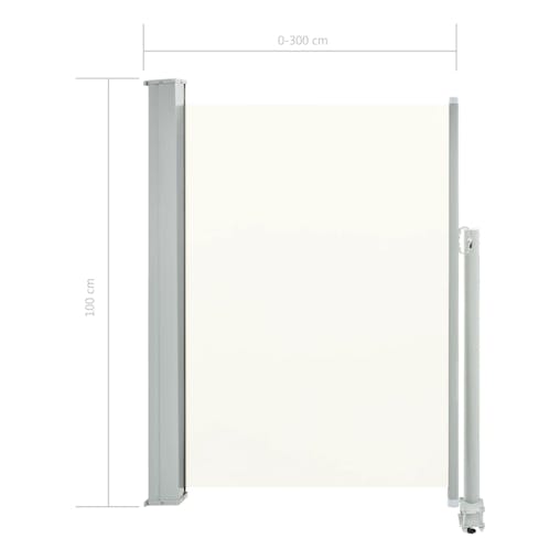 NNEVL Patio Retractable Side Awning 100 x 300 cm Cream