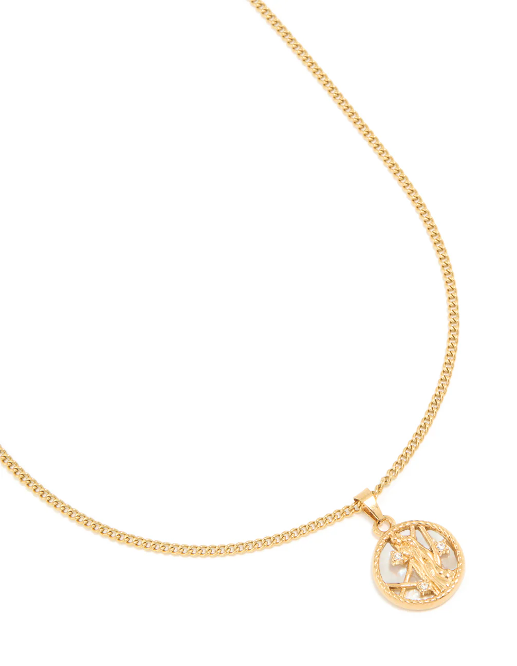Waterproof Gold Plated Stainless Steel Virgo Circle Zodiac Sign Necklace