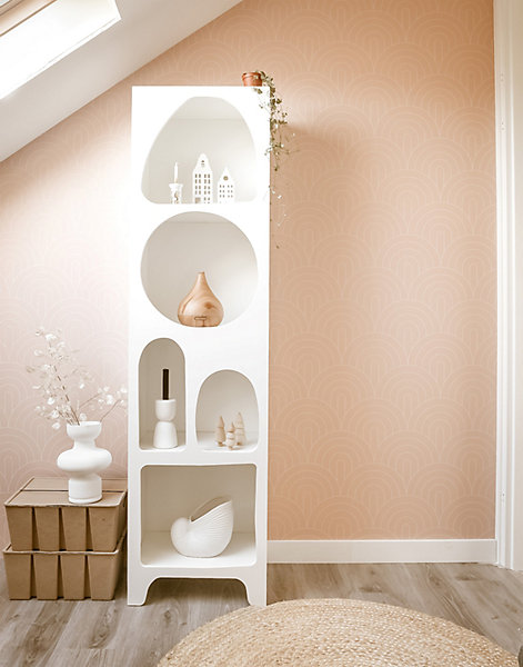 ESTAhome papier peint art déco rose pêche 53 cm x 10.05 m