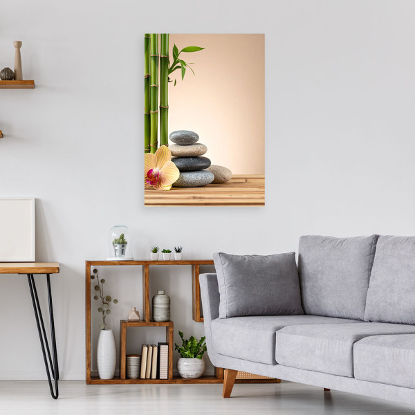 Obraz do salonu sypialni kuchni biura, Kwiat kamienie bambus zen spa 20x30