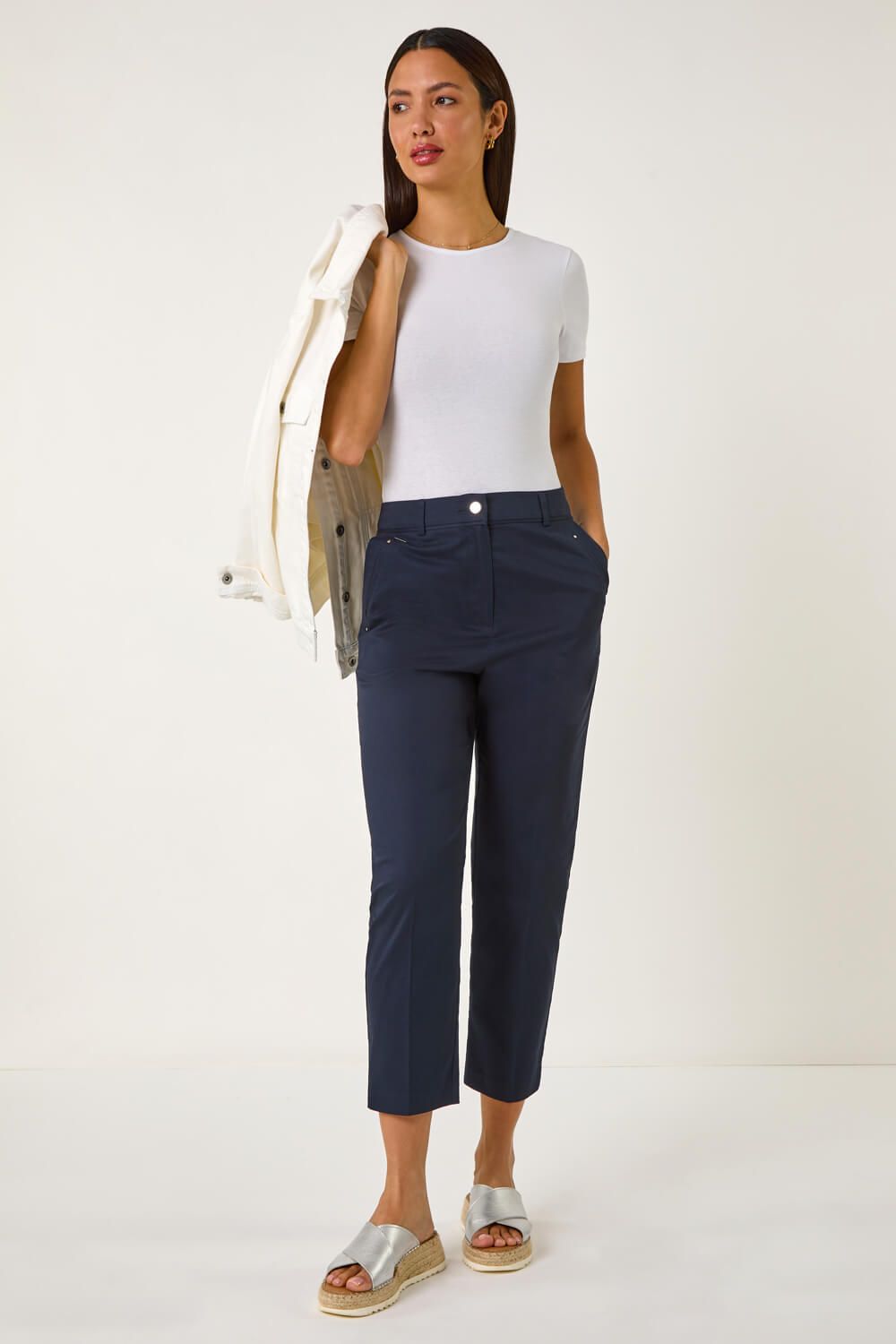 Roman Cotton Stretch Cropped Trouser