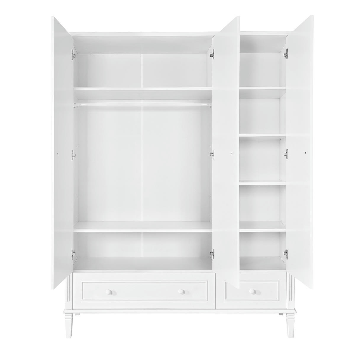 BIANKA - Armoire 3 portes 2 tiroirs blanc