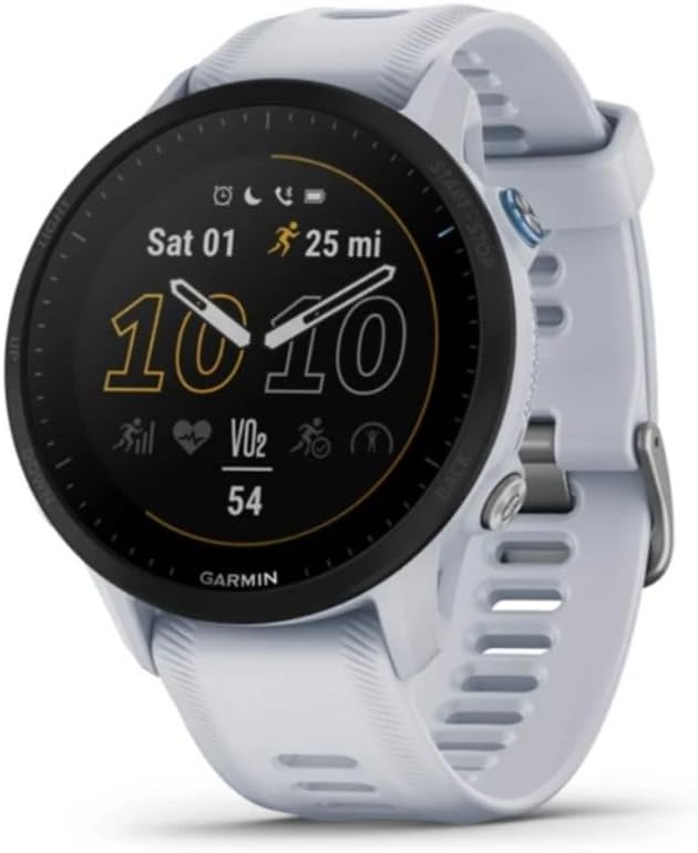 Garmin Forerunner® 955  GPS Running Smartwatch  Tailored to Triathletes  Long-Lasting Battery  Whitestone