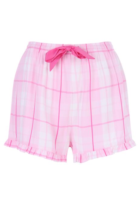 Womens Pink Check Woven Pyjama Shorts