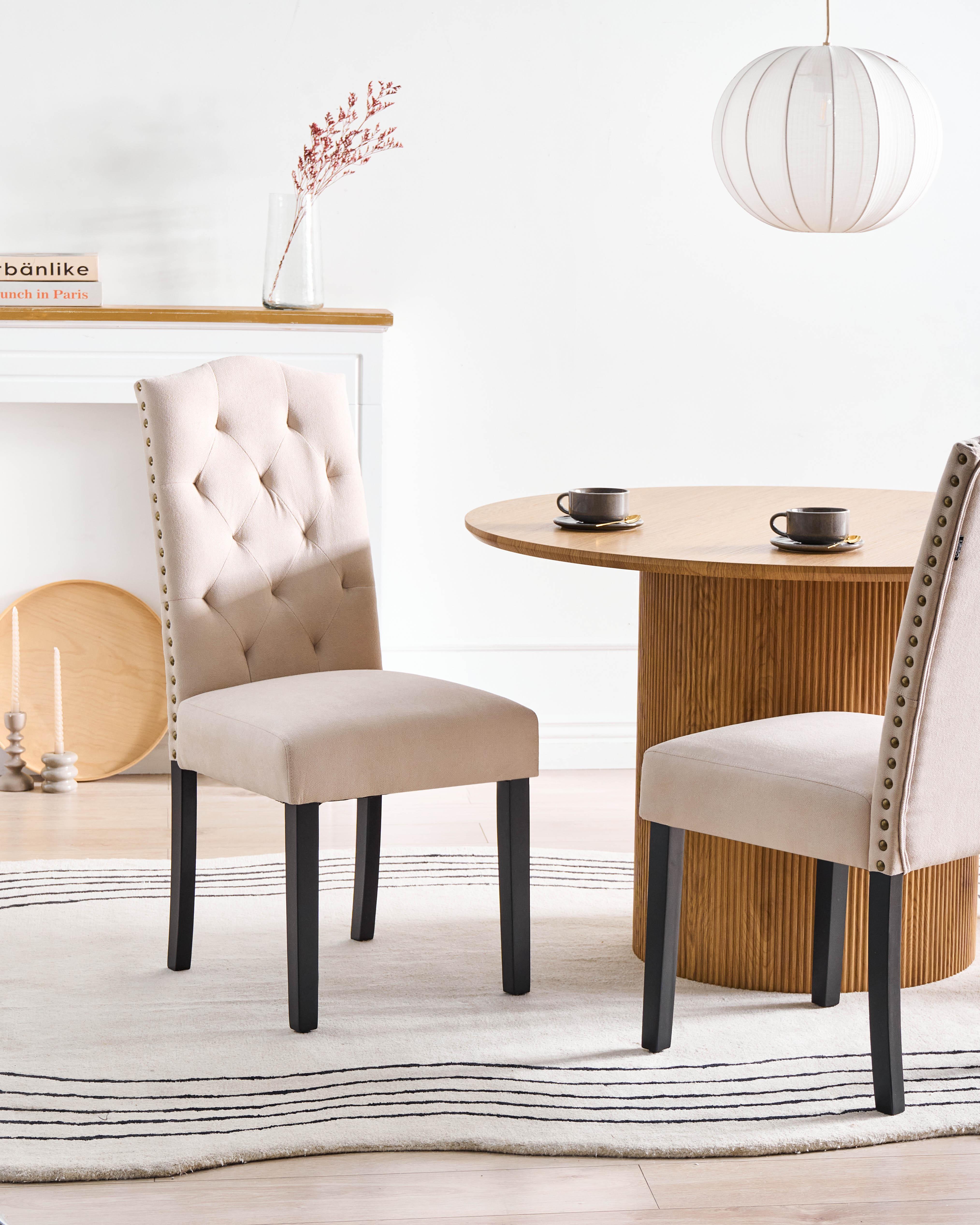 Set of 2 Dining Chairs SHIRLEY Fabric Light Beige