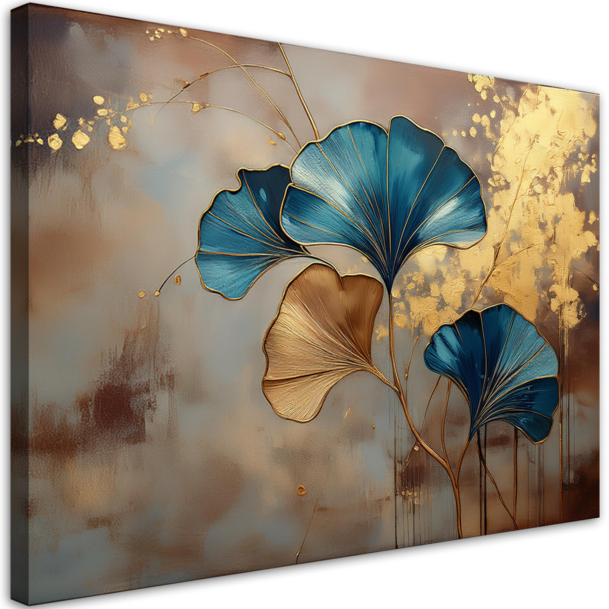 Feeby Obraz na płótnie, Ginko Kwiaty Natura Złoty 60x40