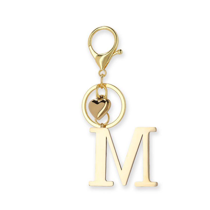 Manfield Goudkleurige bag charm letter M