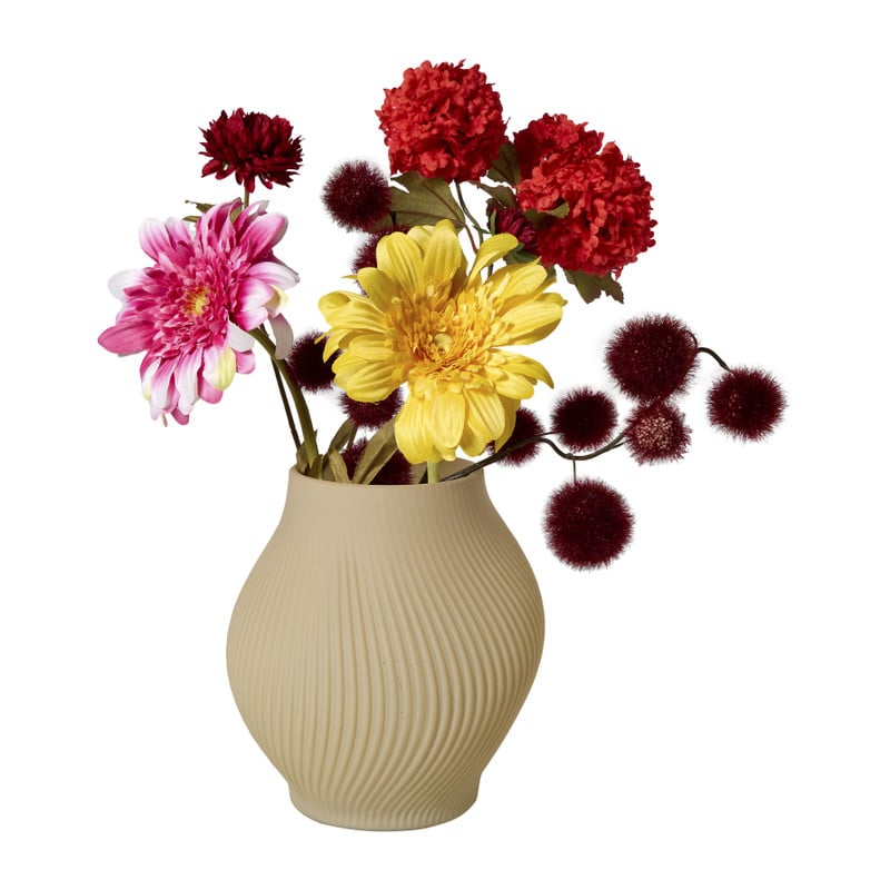 Vaas ribbel groot - beige - &Oslash;18x19 cm