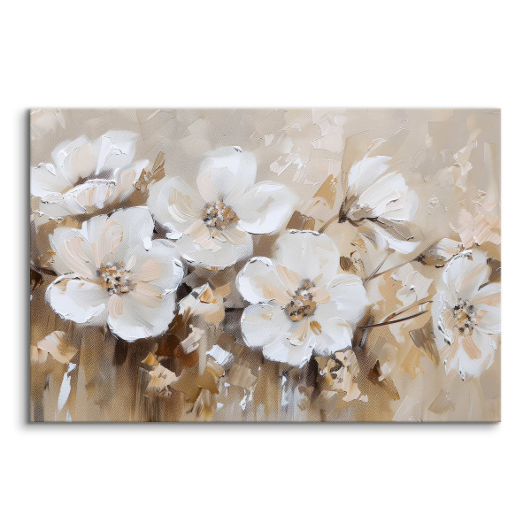Obraz Białe Kwiaty W Stylu Vintage 30x20cm