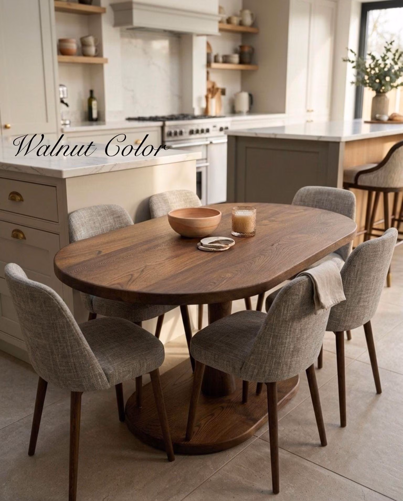 Solid Wood Oval Kitchen Table, Oval Pedestal Table