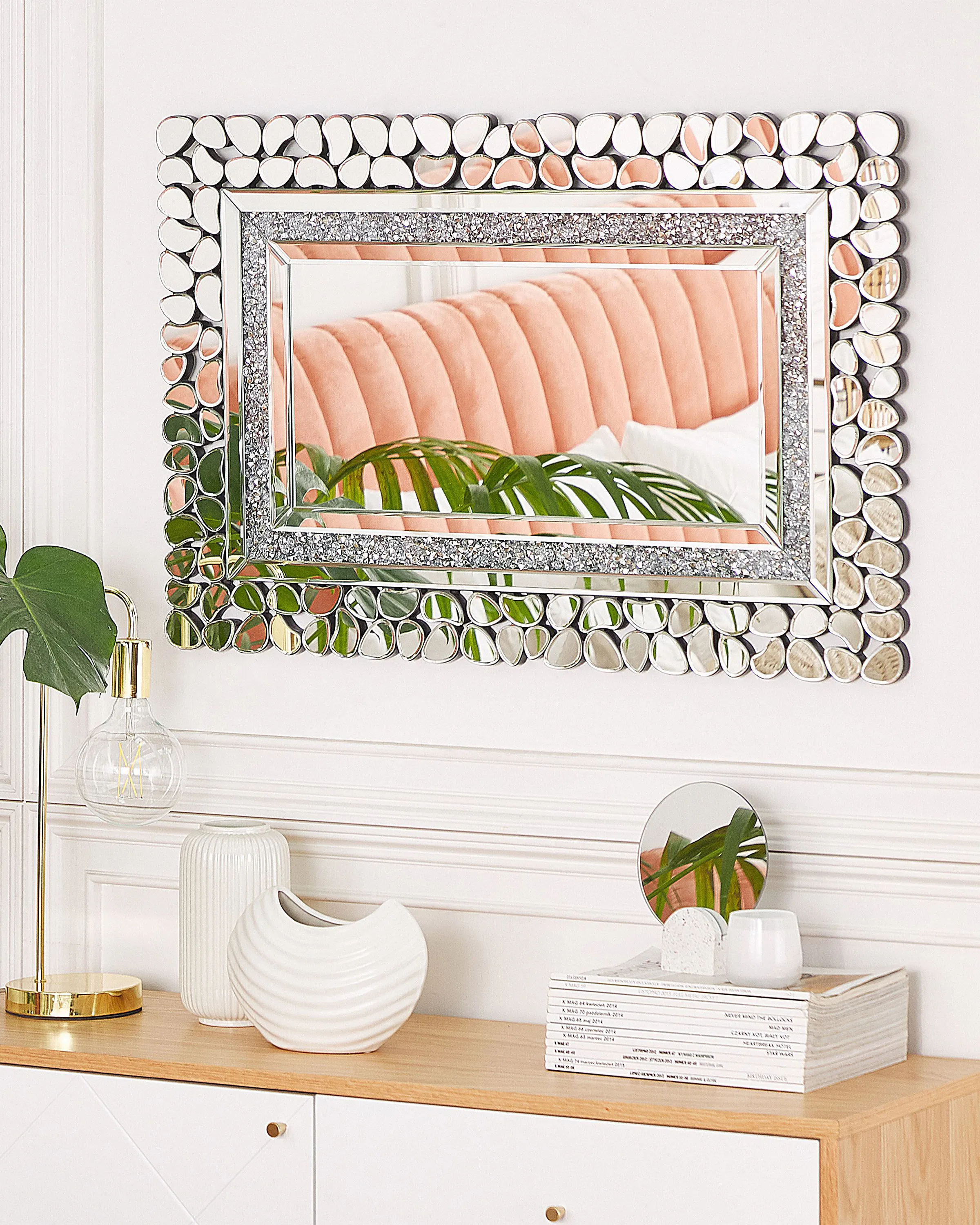 Wall Mirror PABU 60 cm 90 cm Silver