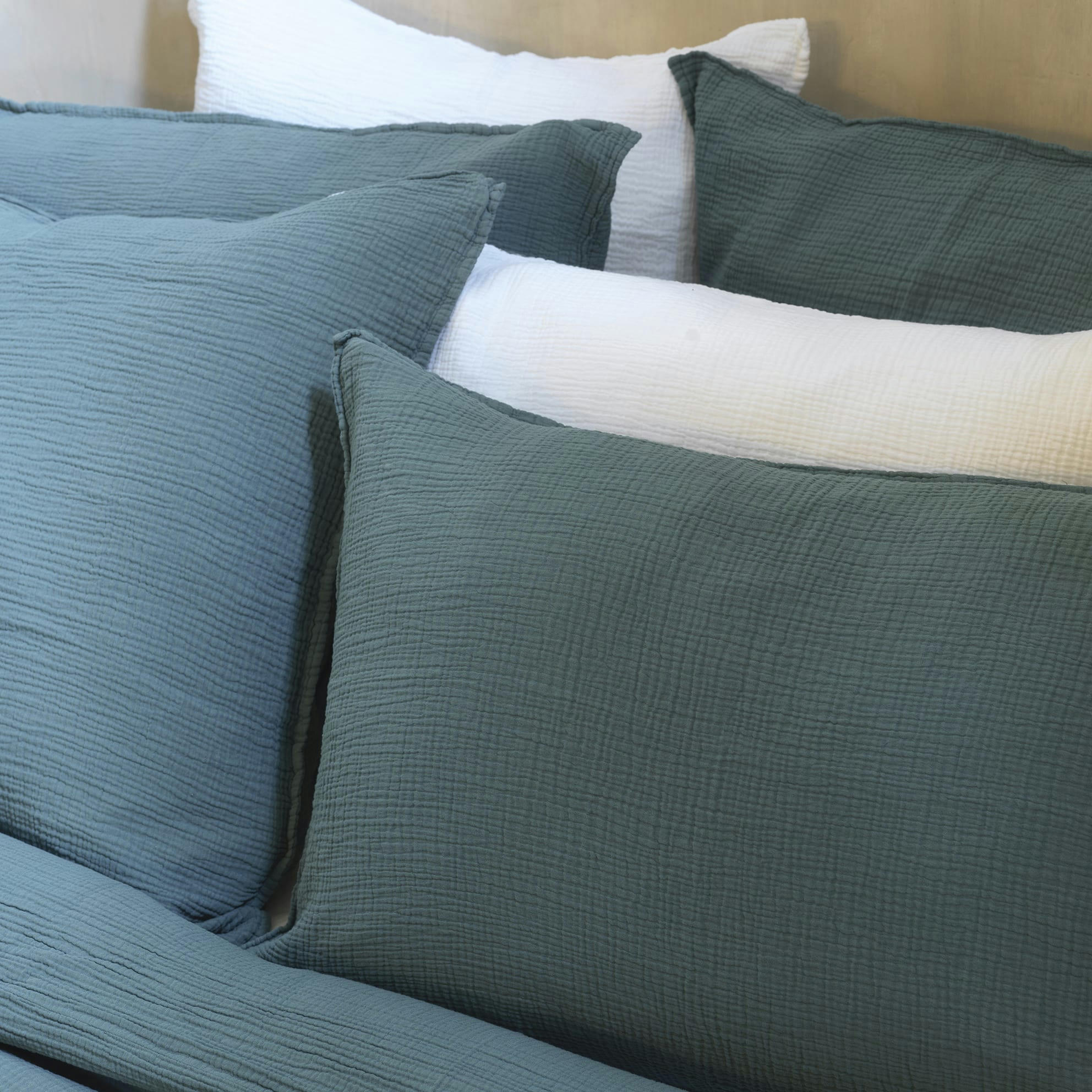 GAZE DE COTON - Taie d'oreiller gaze de coton émeraude 50X70 CM