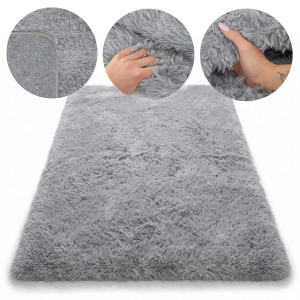 Miękki Pluszowy Dywan SOFTIQUE Eco Futro Shaggy - 120x170 cm Szary
