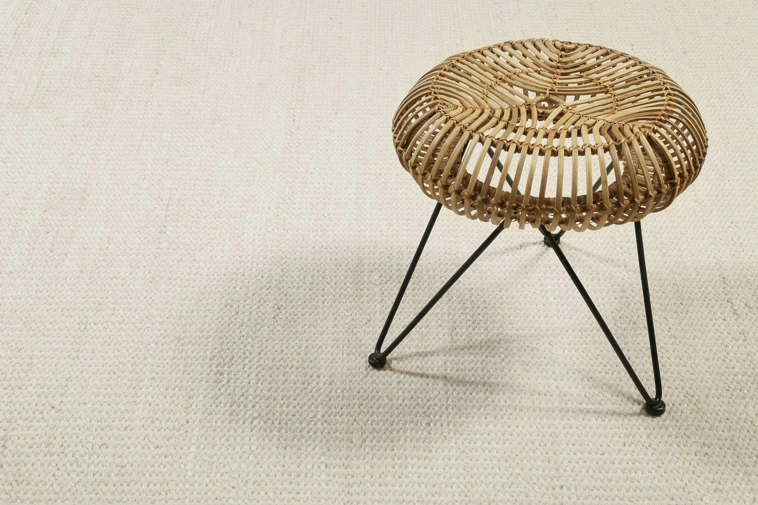 GOBI - Tapis artisanal fait main laine et jute beige clair 130x190