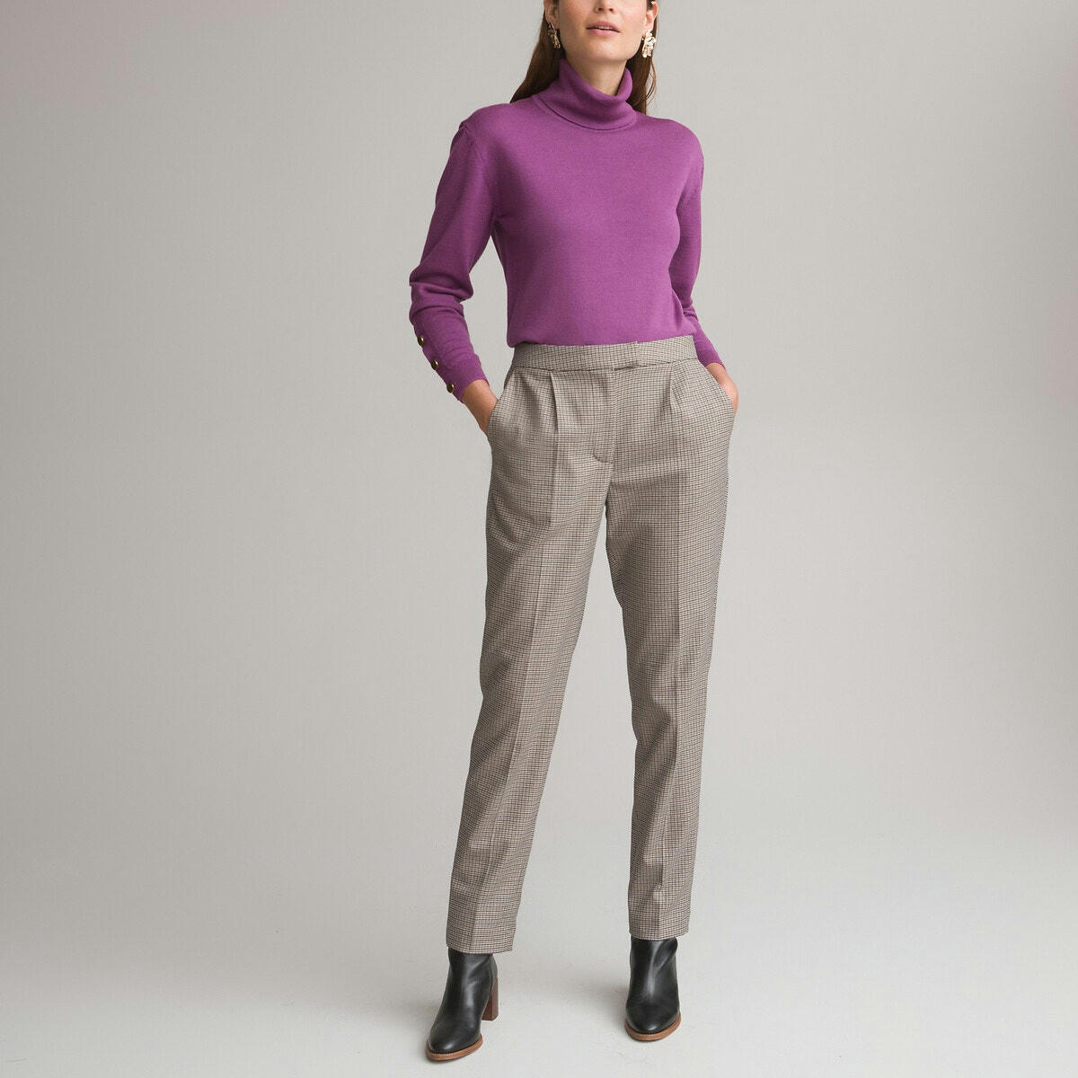 Pantalon fuselé, à carreaux