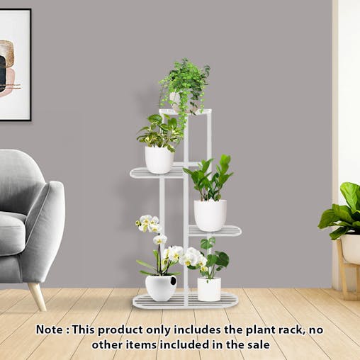 SOGA 4-Tier 5-Pot White Metal Plant Rack Flowerpot Display Stand