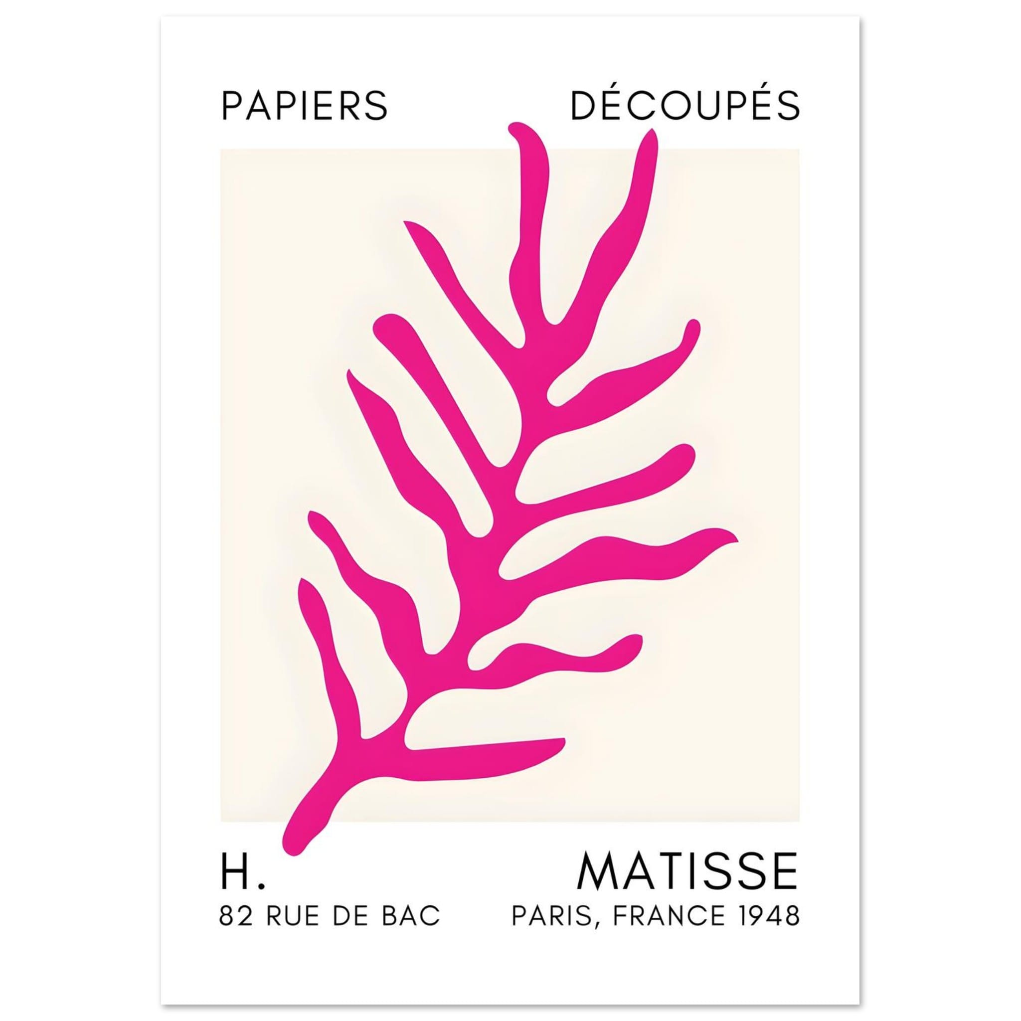 Artfulprints Poster Matisse – Ocean flora pink  - A4 21x29.7 cm - Roze