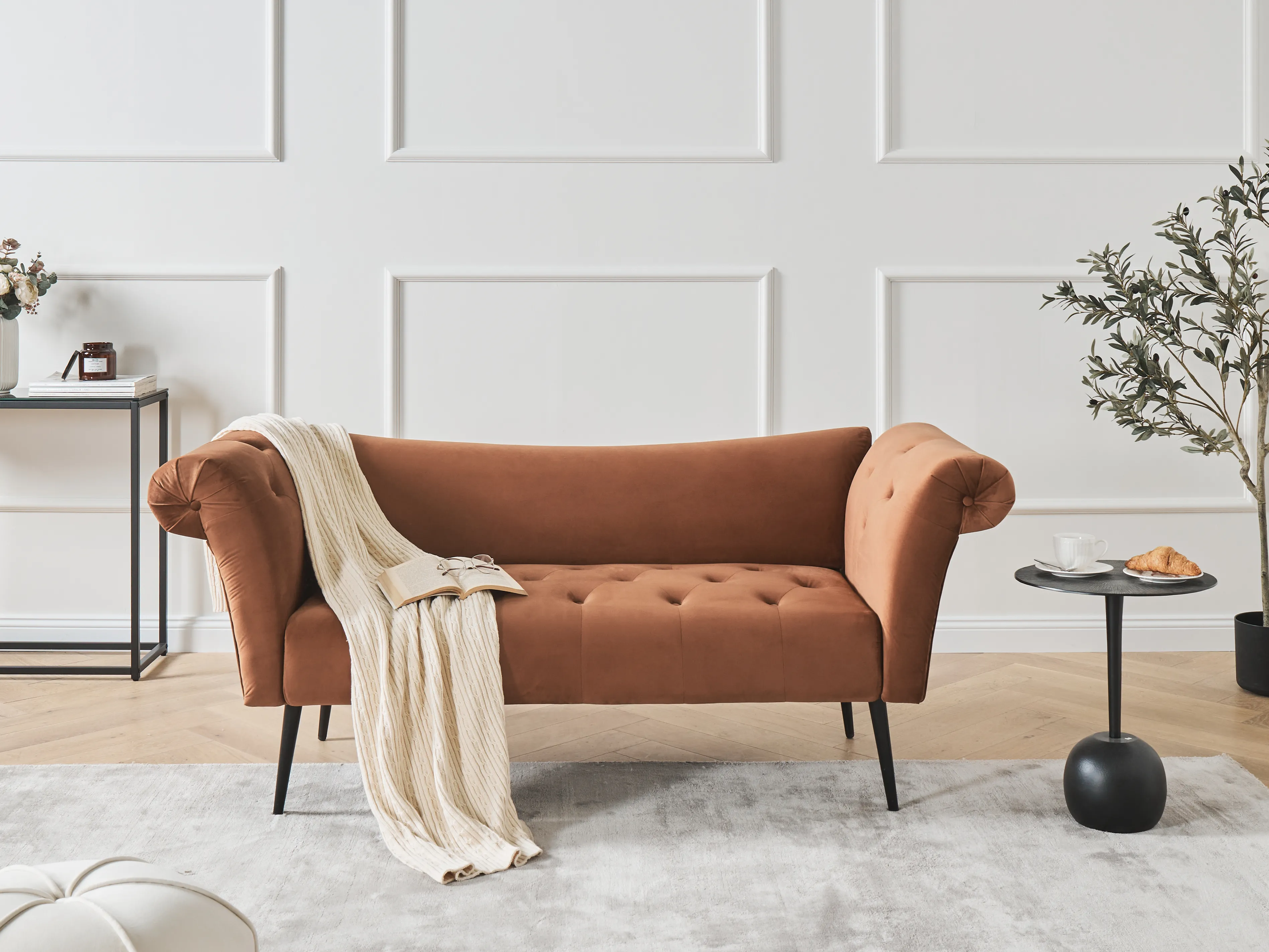 Chaise Longue NANTILLY Velvet Golden Brown