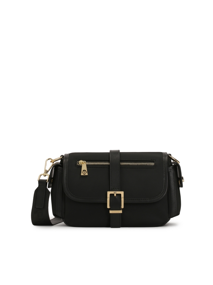 Black handbag with side pockets