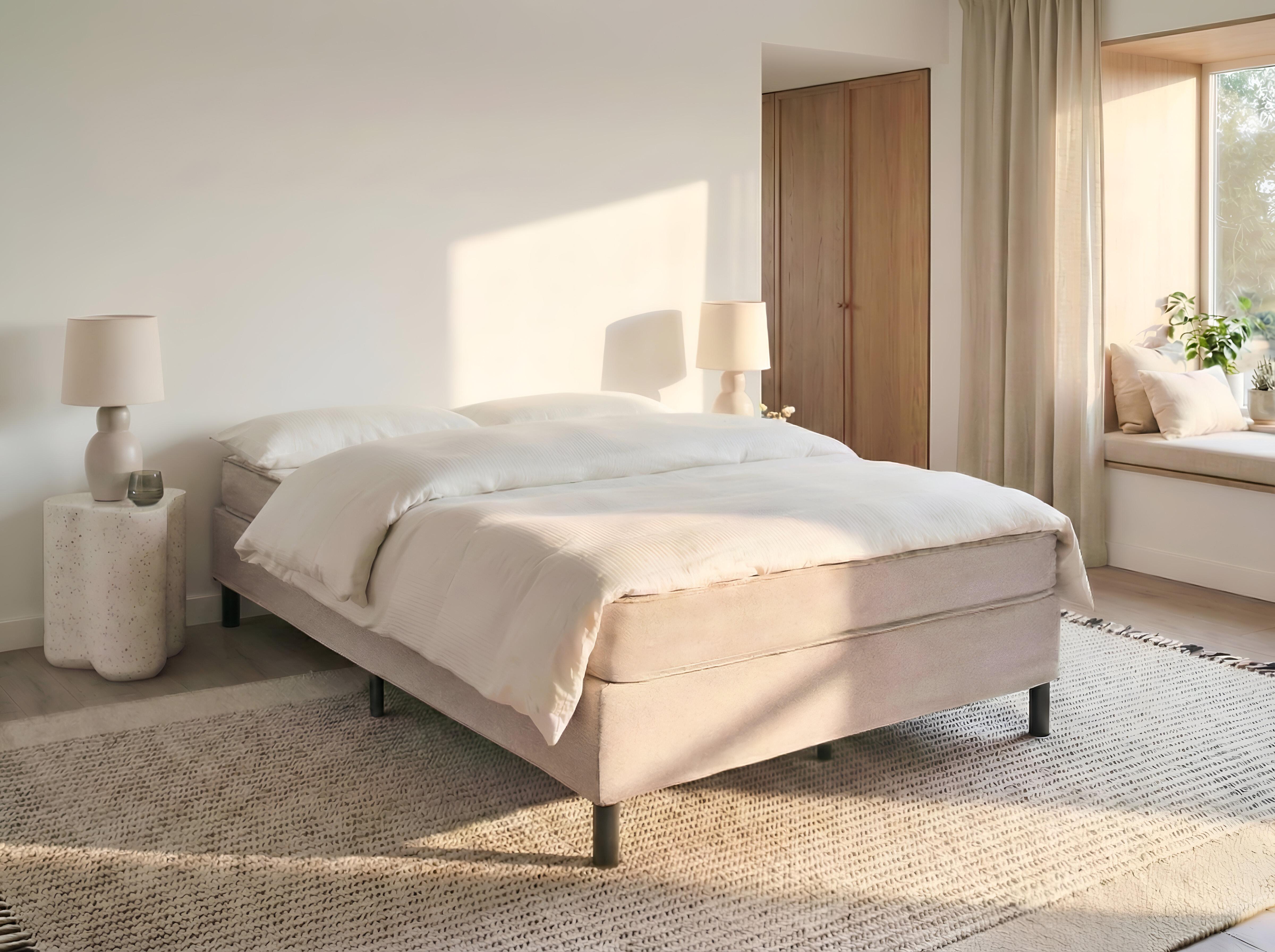 Divan Bed without Headboard Fabric COUNTESS 140 x 200 cm (EU Double) Beige