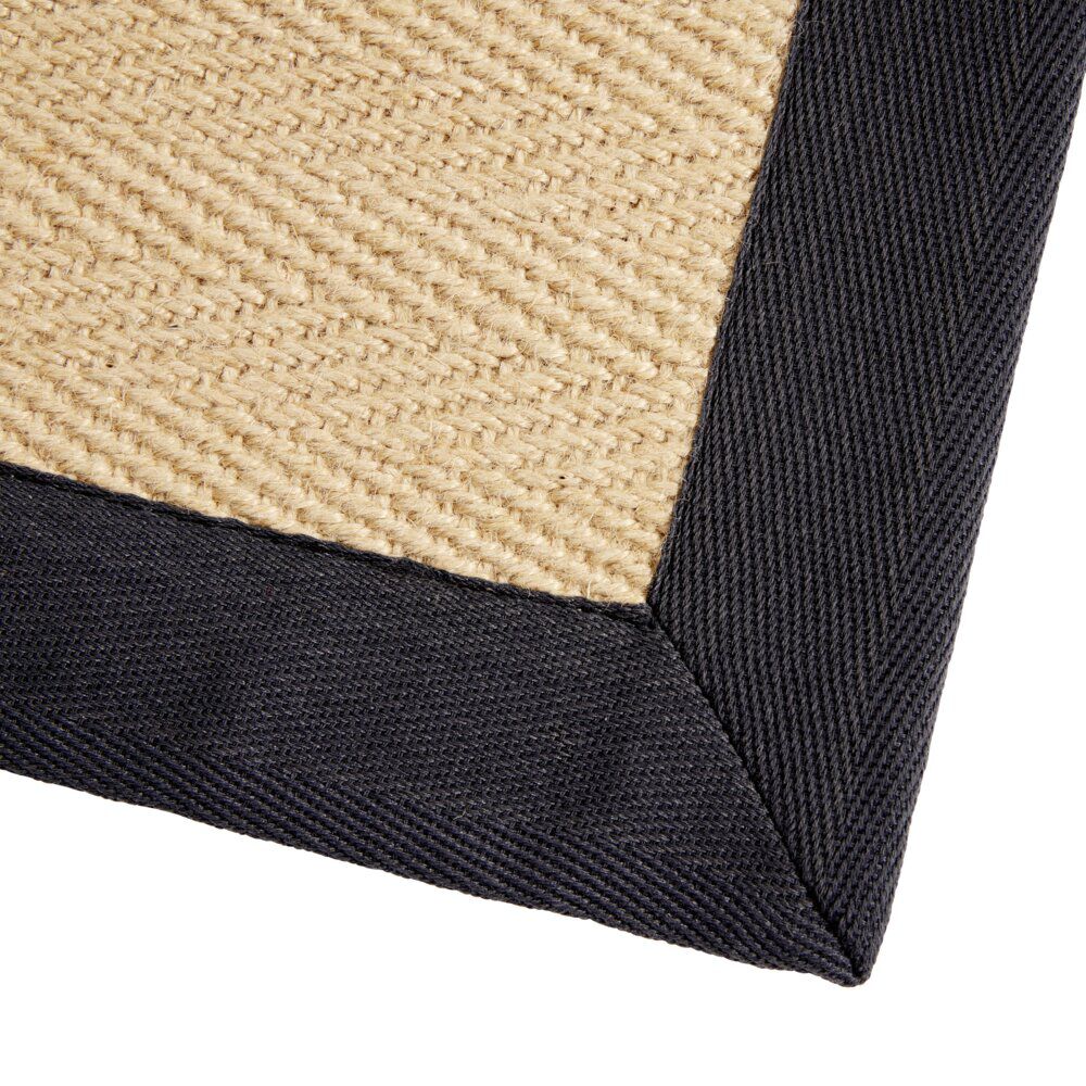Tapis rectangulaire jute et bord uni 50x80cm (2 modèles noir ou marron)