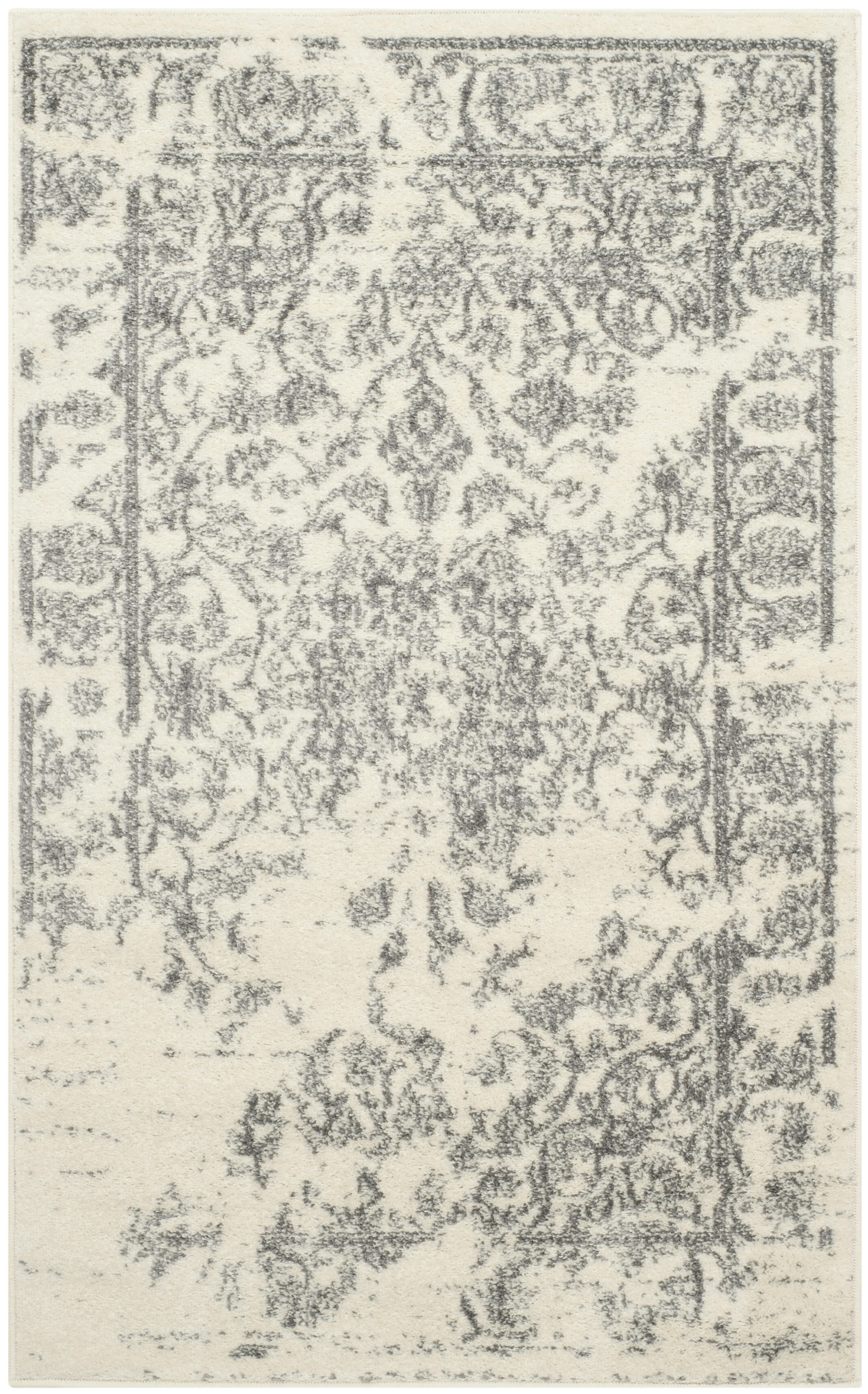 ADIRONDACK - Tapis de salon interieur en ivoire & argent, 122 x 183 cm