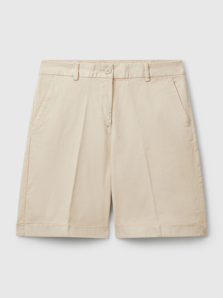 Bermudas with cuff in stretch cotton