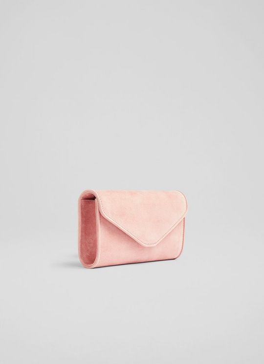 Dominica Clay Pink Suede Clutch Bag