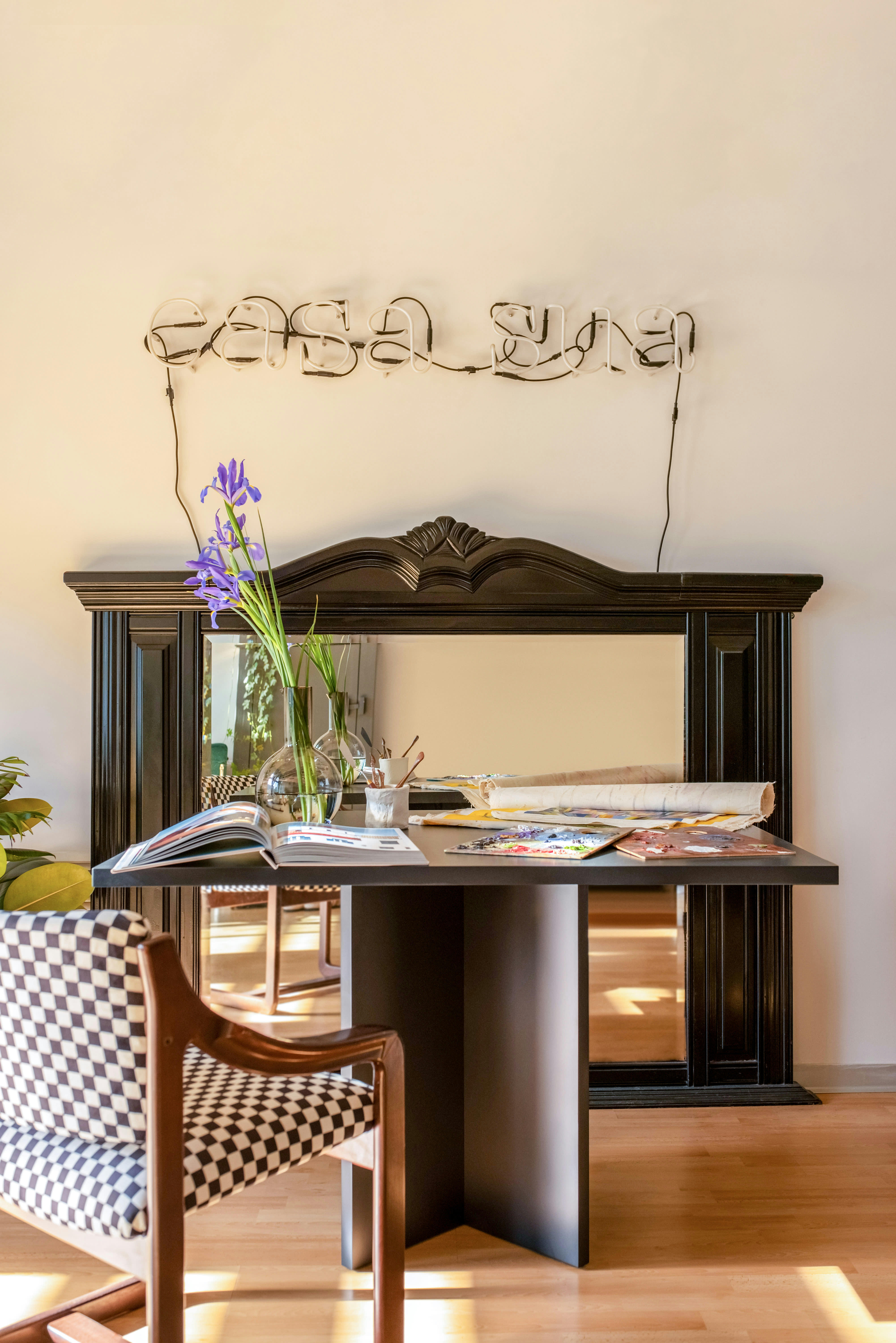 BLOCKIE-MATILDA - Table à manger rectangulaire laquée en MDF de 3cm Noire  90x120cm