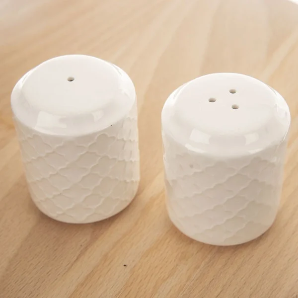 Solniczka i pieprzniczka ze stojakiem porcelanowa WHITELINE