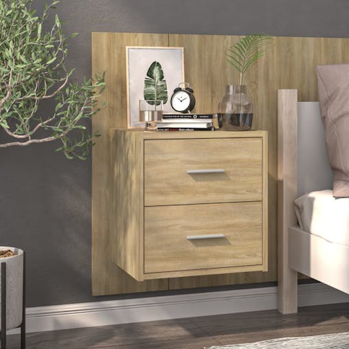 NNEVL Wall-mounted Bedside Cabinets 2 pcs Sonoma Oak