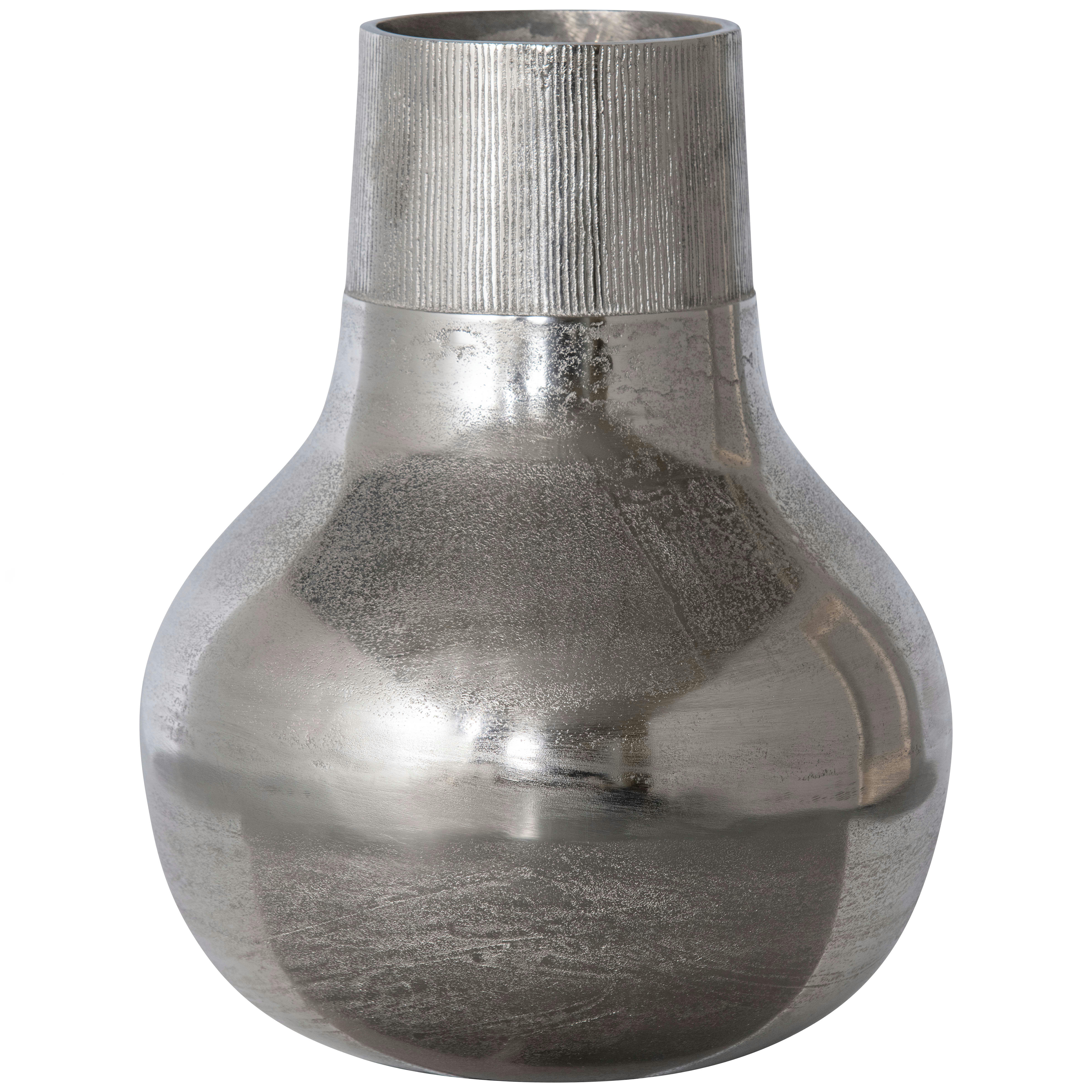 METAL - Vase déco en métal vase á fleurs argent 46x36x36