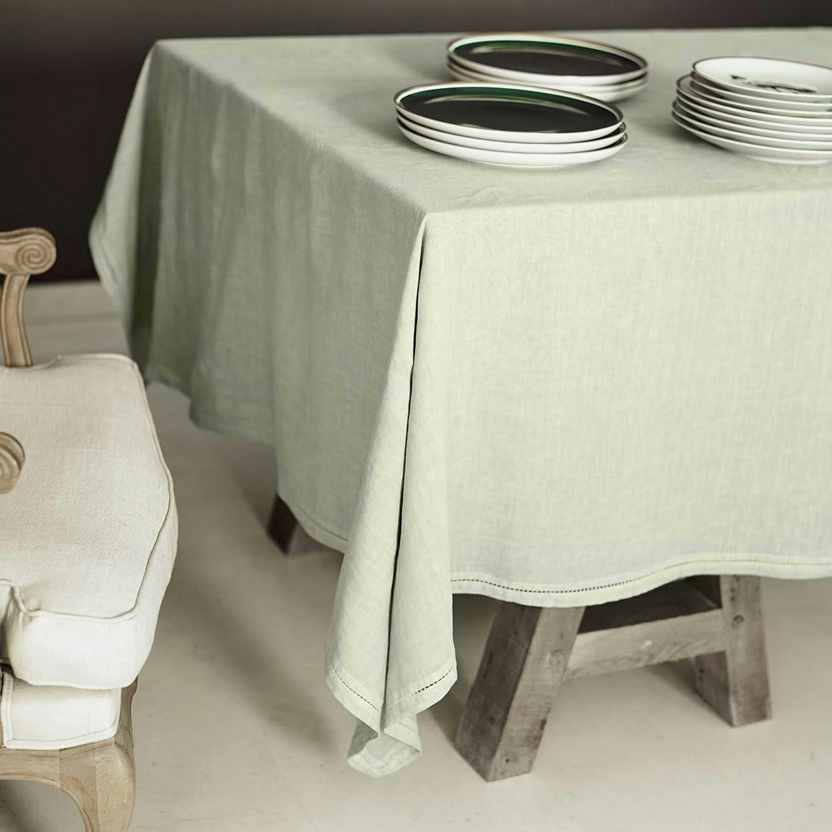 BASES DE LA TABLE - Nappe  Lin pur lavé Chameau foncé 160x250