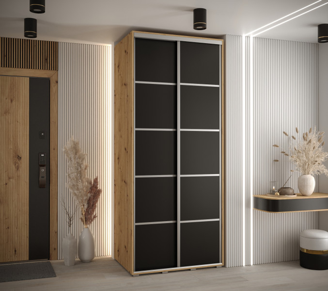 Szafa przesuwna 60 Cannes 4 100 artisan czarny srebrny