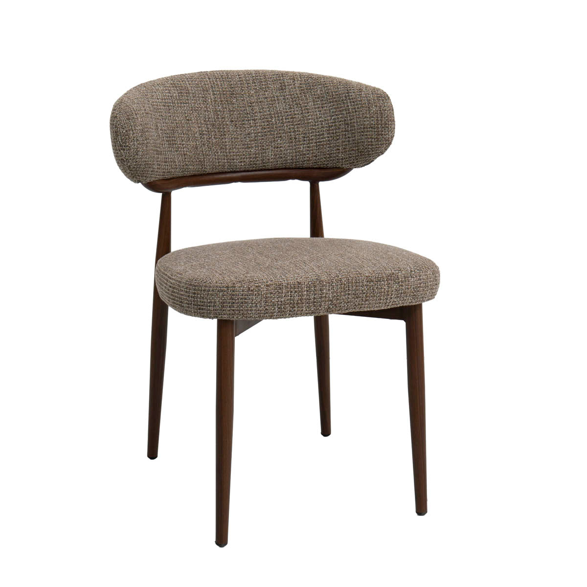 DÉJA Living Eetkamerstoel Milan - Taupe/Walnoot Stof - Set van 2