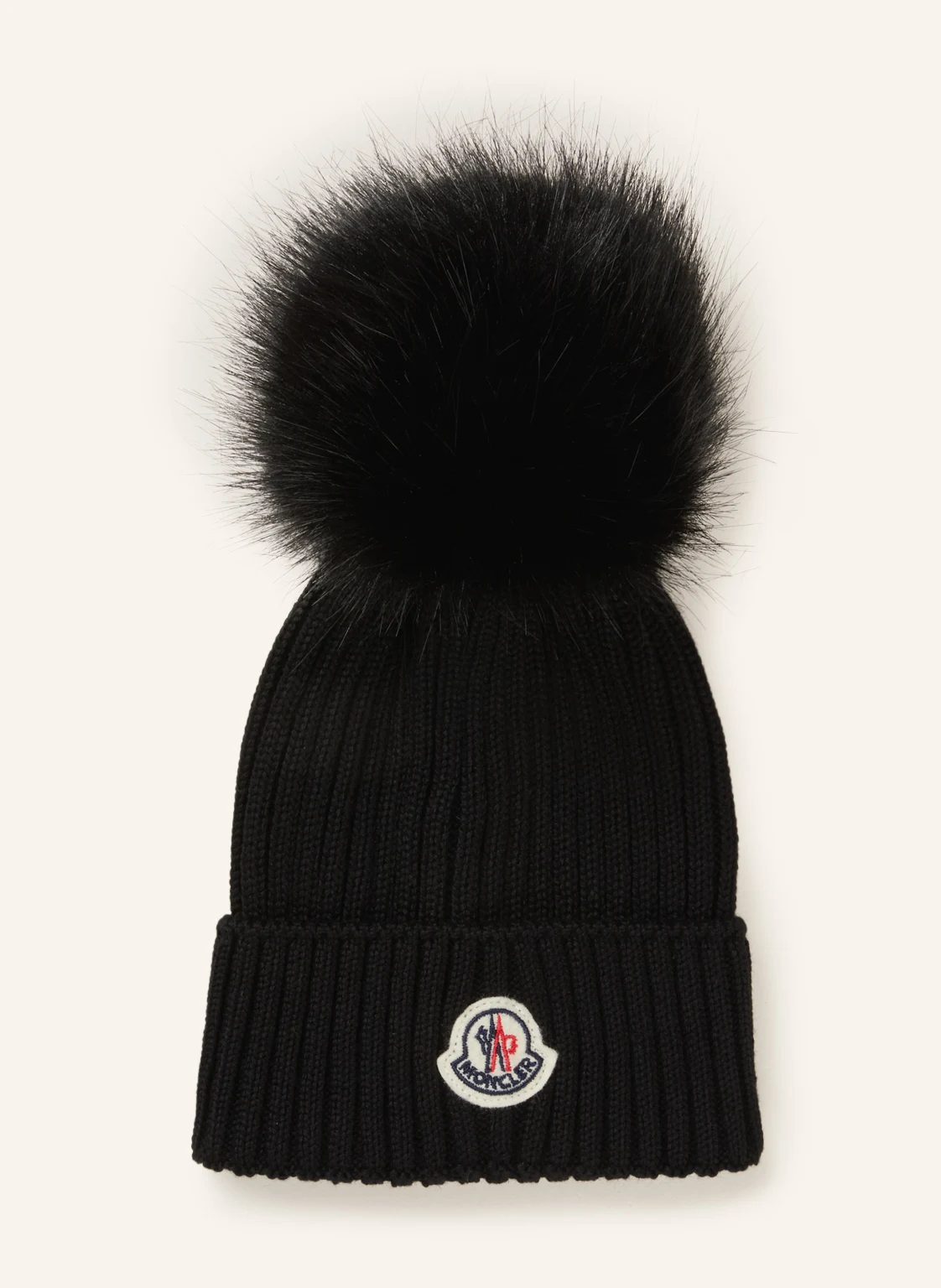 MONCLER enfant Mütze mit Kunstpelzbommel