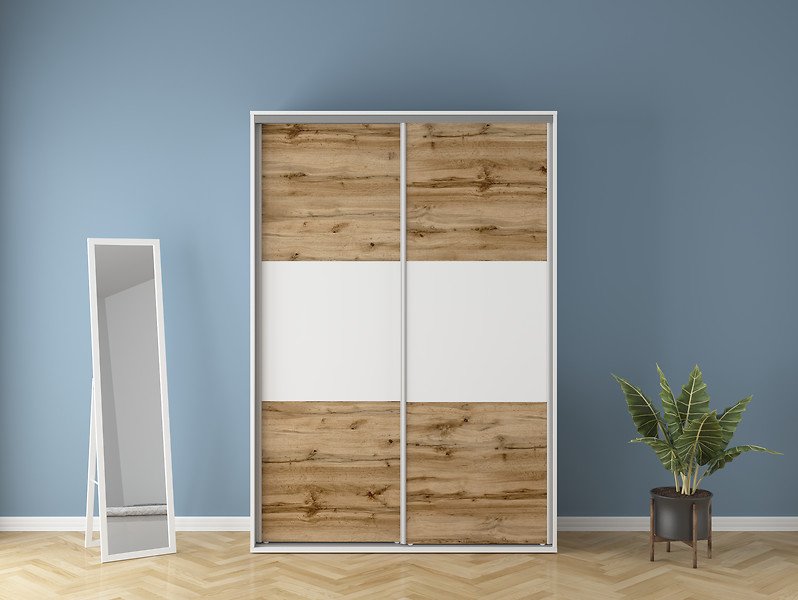 Szafa przesuwna Flex 150 cm biały/dąb wotan