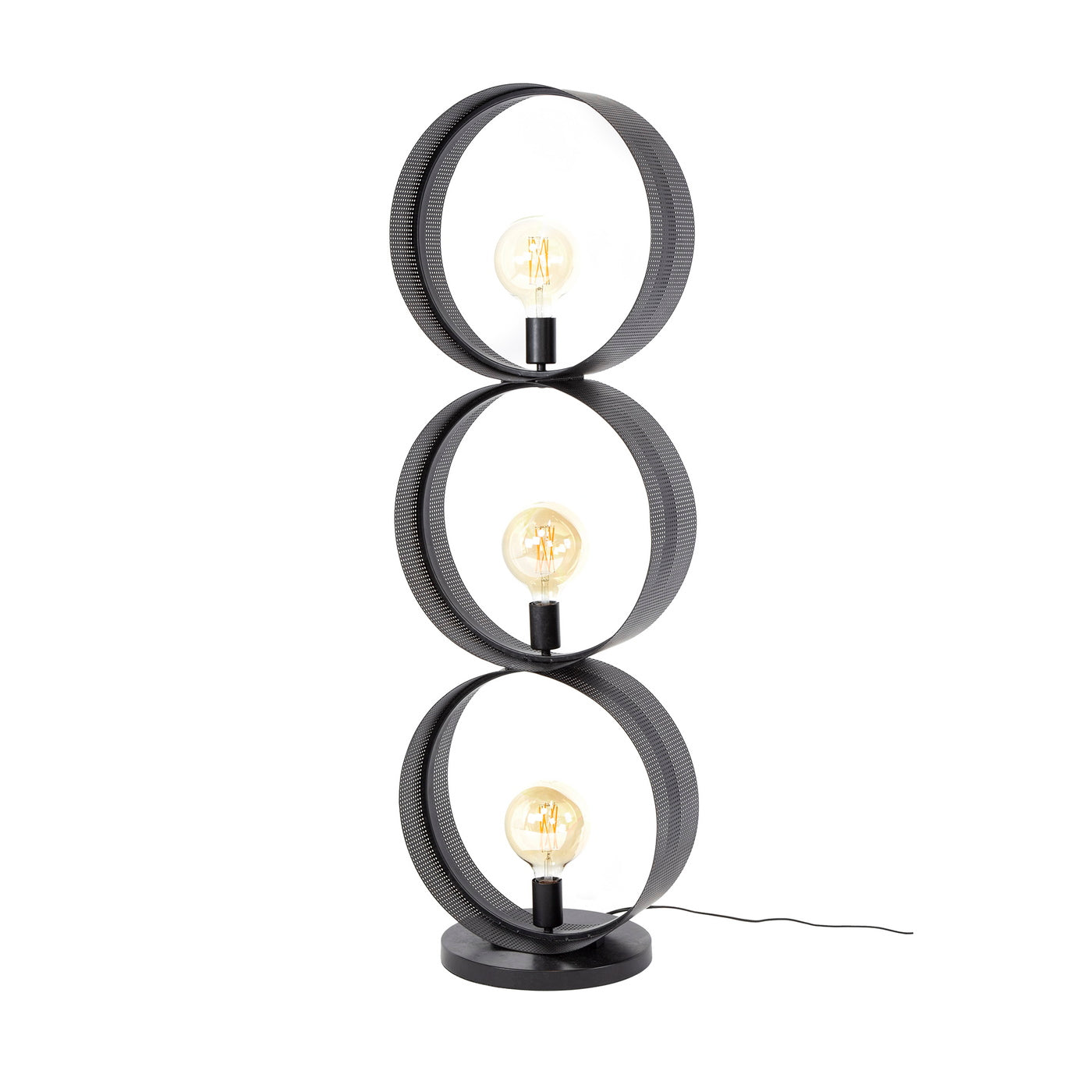 Giga Meubel Vloerlamp Ring - Zwart Metaal - 3-Lichts - 40x30x122cm