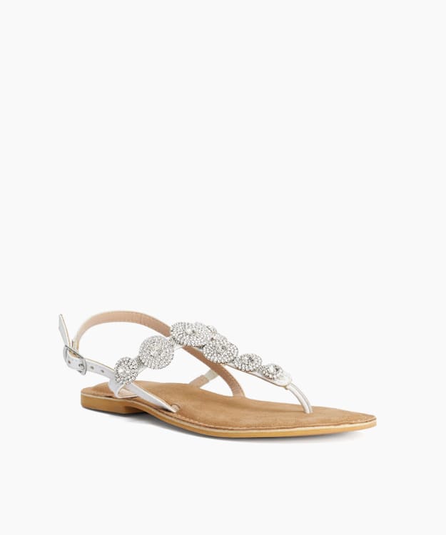 Liana White - Diamante Embellished Toe Post Flat Sandals