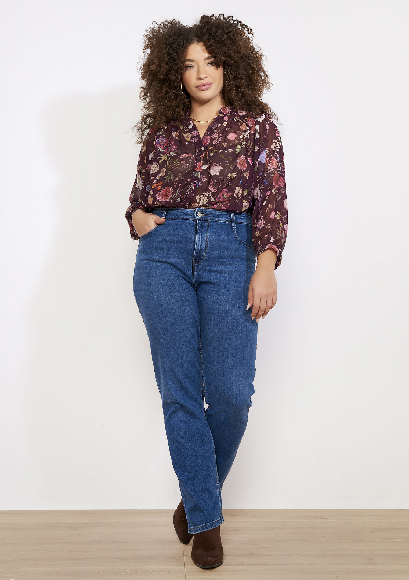 Rechte jeans met hoge taille