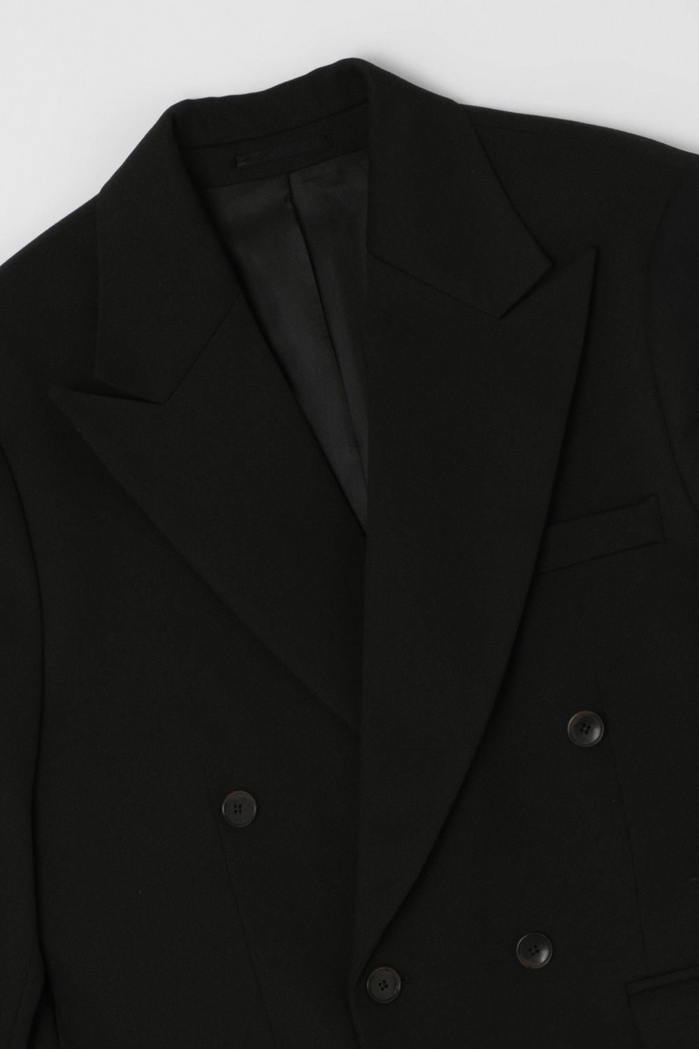 Burton Black Textured Wide Lapel Double Breasted Blazer