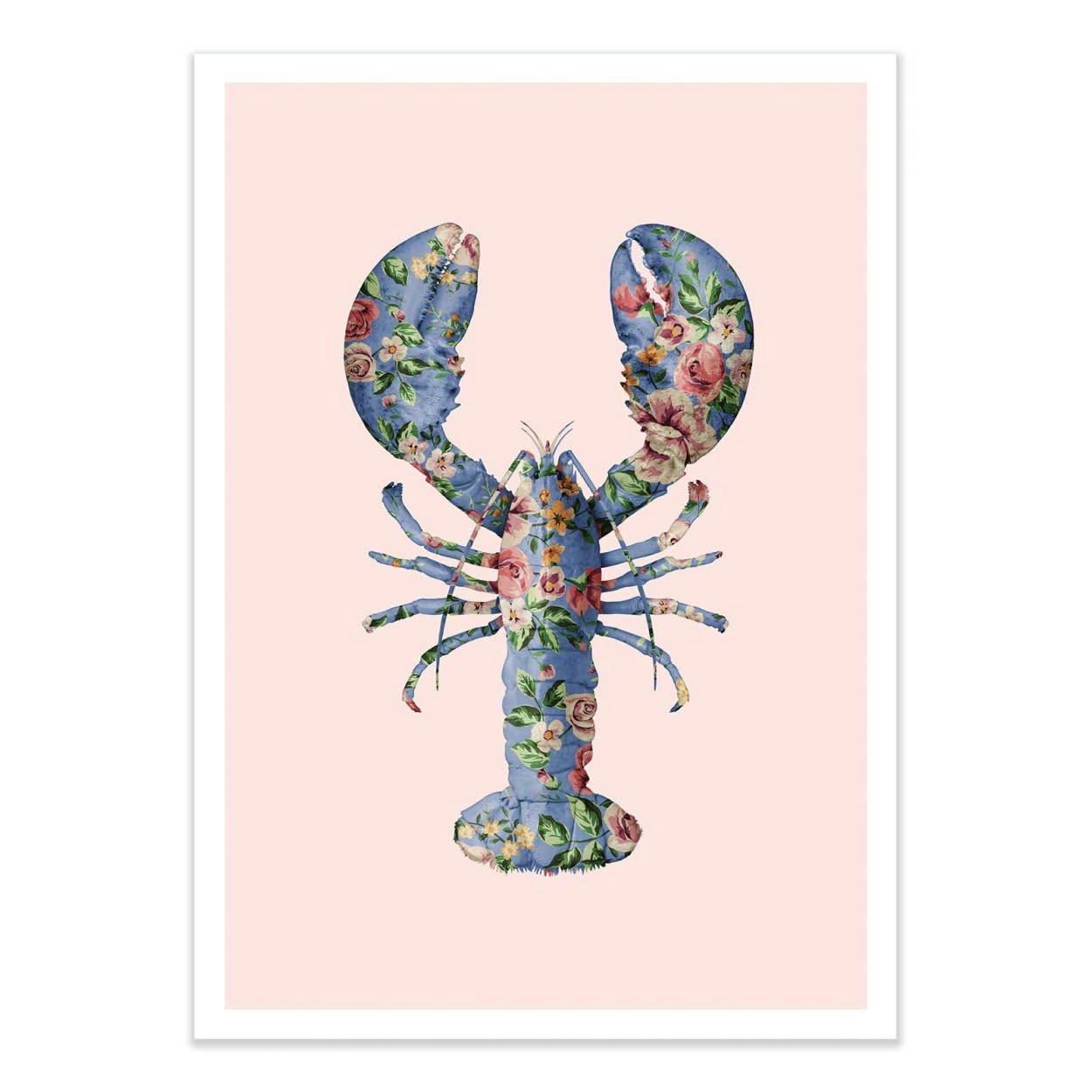 PAUL FUENTES - FLORAL LOBSTER - Affiche d'art 50 x 70 cm