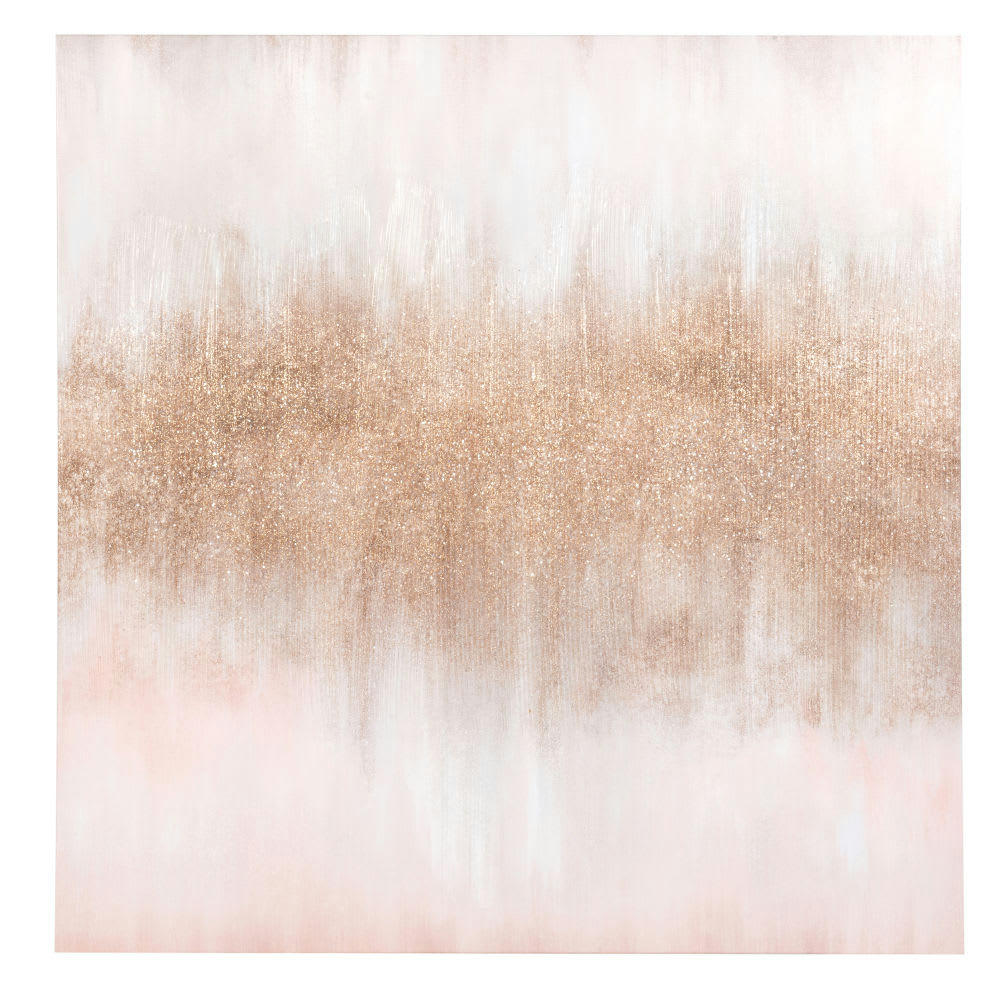 - Toile dorée, blanche et vieux rose 60x60