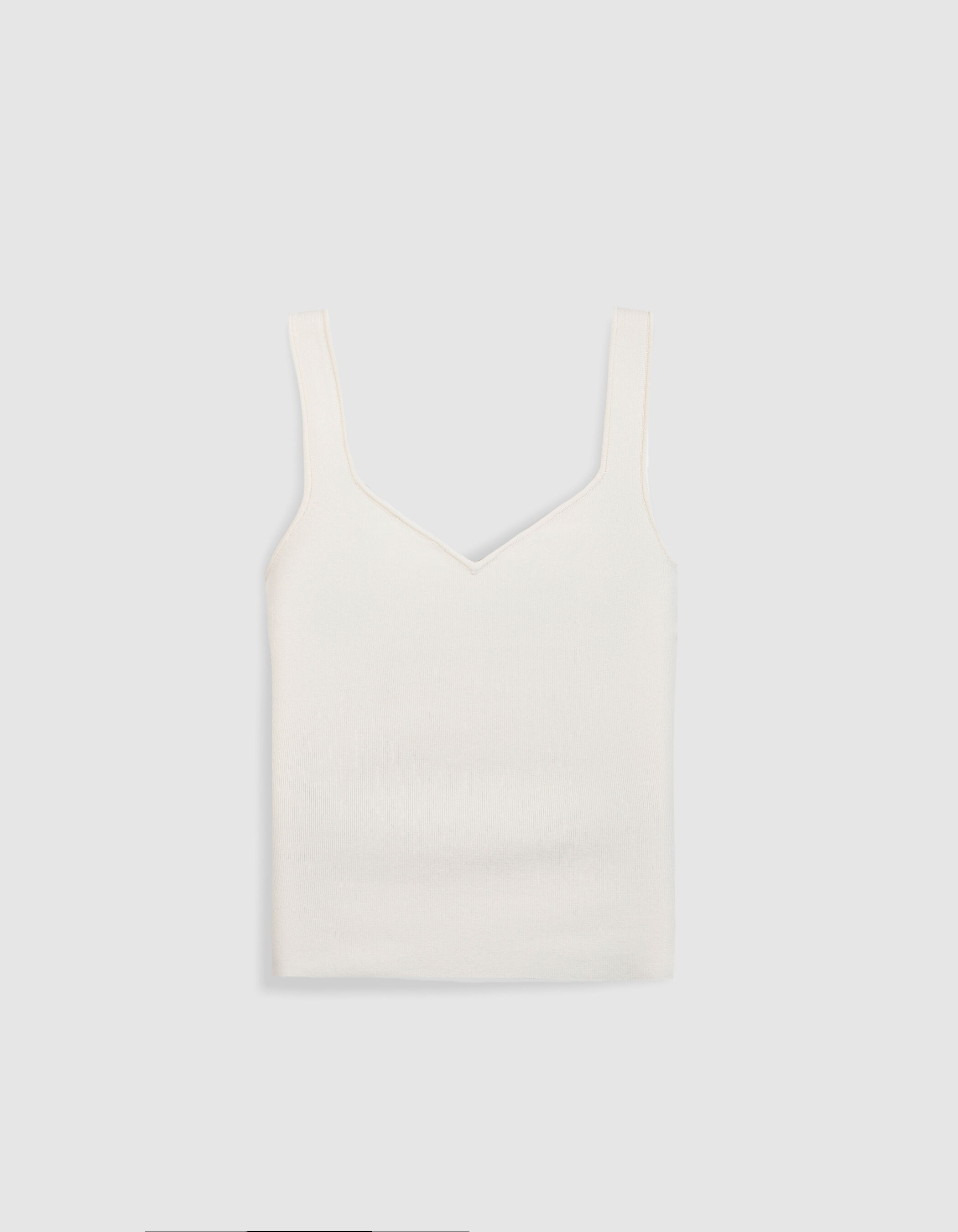 Pull sans manches écru tricot fin près du corps Femme