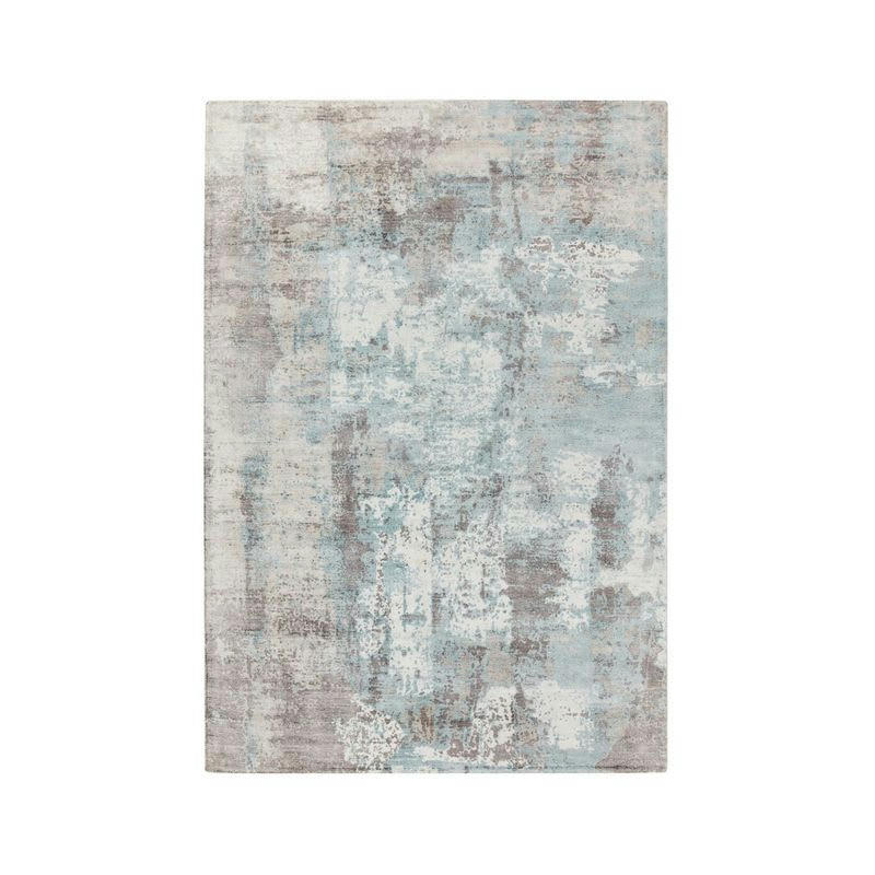 BERCY - Tapis de salon moderne  viscose tissé main azur 200 x 290