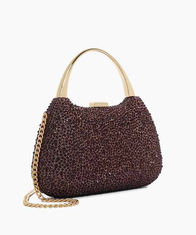 Beamings Burgundy - Gold Handle Embellished Bag