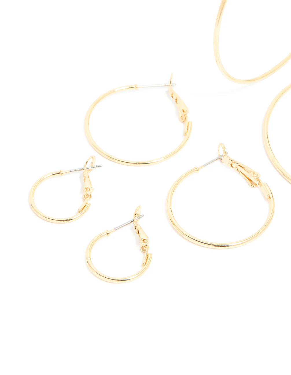 Gold Plated Fine Thin Hoop Earrings 4 Pack